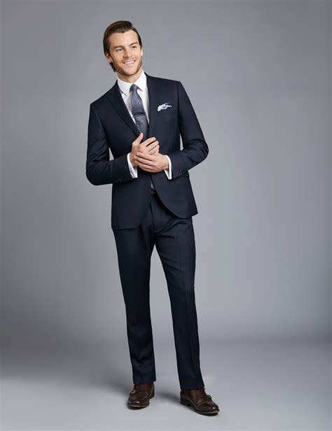 Men's Navy Twill Extra Slim Fit Suit | Hawes & Curtis