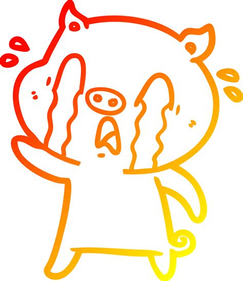 warm gradient line drawing crying pig cartoon 8869466 Vector Art at Vecteezy