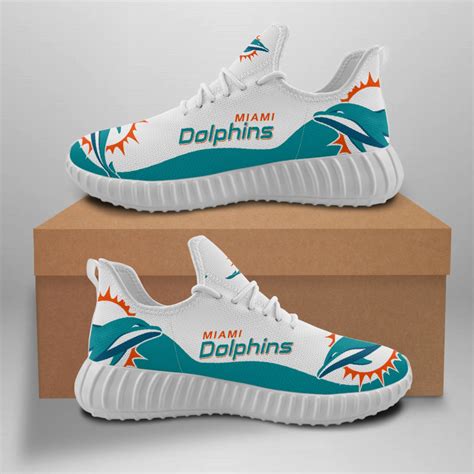 Custom Mens Womens 3D Printed Design Miami Dolphins Yeezy Style Sneakers Athletic Run Casual ...