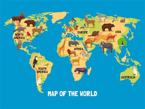 Free Vector | Animals World Map