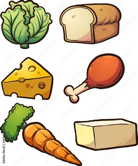 Cartoon food items. Vector clip art illustration with simple gradients. Each on a separate layer ...