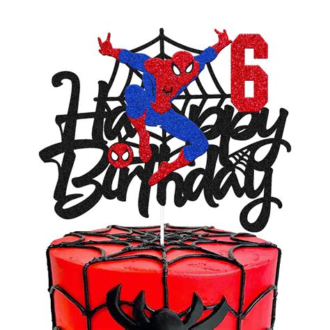 Buy Spider 6th Cake Topper Spider Birthday Cake Decoration Spider Happy ...