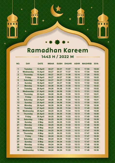 Ramadan Calendar 2022 5419665 Vector Art at Vecteezy