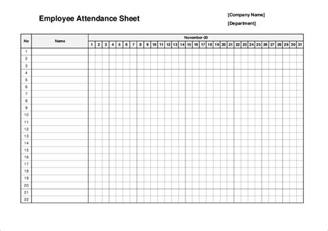 Attendance Sheet Templates | Free Excel Download