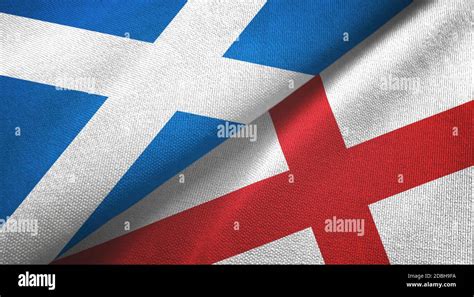 Scotland and England two flags textile cloth, fabric texture Stock ...