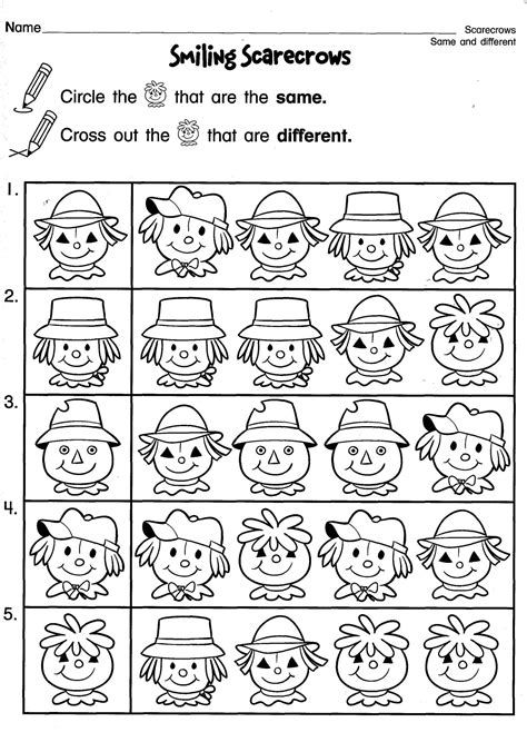 Free Printable Same And Different Worksheets