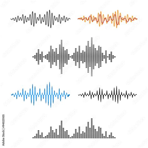 Waveform Shape. Soundwave. Audio Wave Graph Set. Vector Stock Vector ...