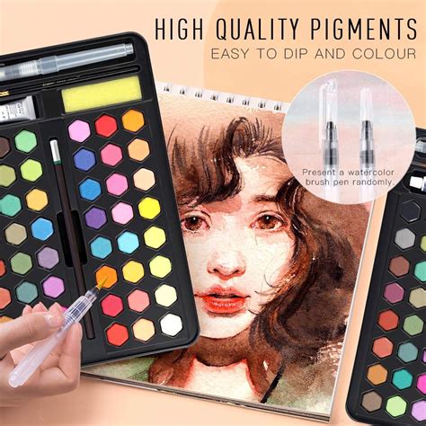 ☺【 48 BRIGHT & DURABLE PAINT KITS】: Our Watercolor Paint Set is made from a concentrated dosage ...