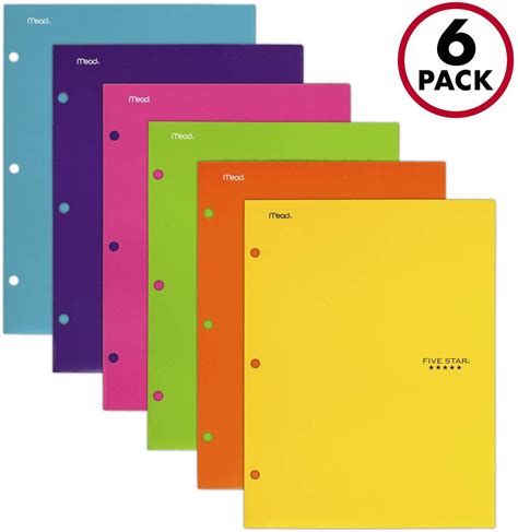 4 Pocket Folders, 2 Pocket Folders plus 2 additional Pockets, Assorted Colors, 6 Pack (38056 ...