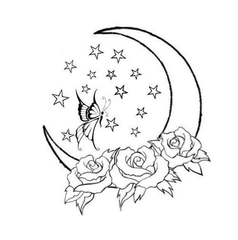 Moon And Stars Tattoo Sketch
