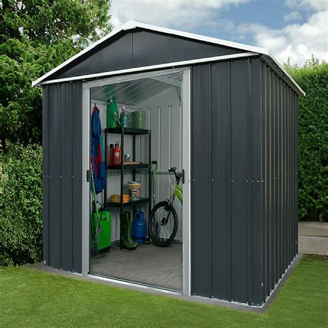 6' x 4' Yardmaster Castleton Anthracite Metal Shed (1.86m x 1.25m ...