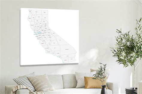 California-Counties Map, 2022 - Canvas Wrap