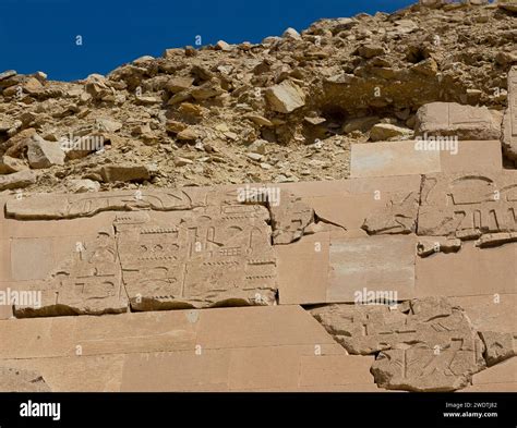 Egypt, Saqqara, Unas pyramid, detail of prince Khaemwaset (a son of Ramses II) restoration text ...