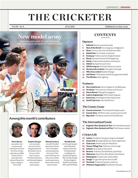 The Cricketer Magazine - July 2021 Subscriptions | Pocketmags