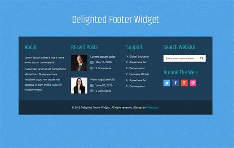 Delighted Footer Widget Flat Responsive Widget Template