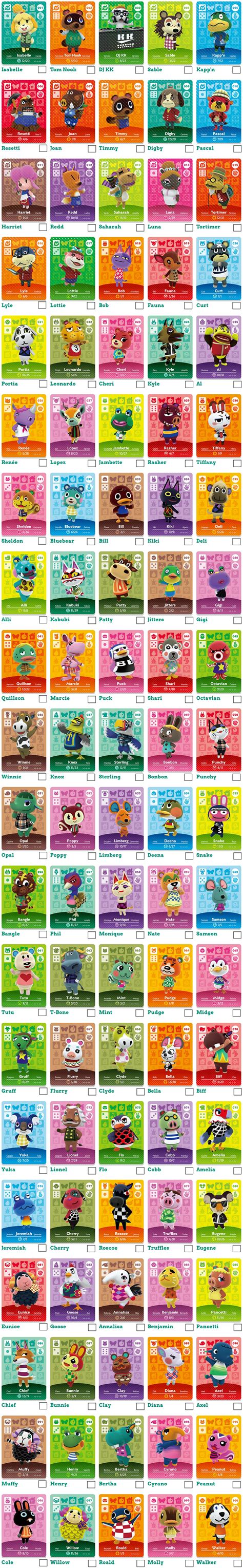 Animal Crossing Amiibo Card Checklist : amiibo