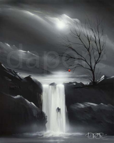 Acrylic painting landscape black white by Theo Dapore ~ Black white art painting