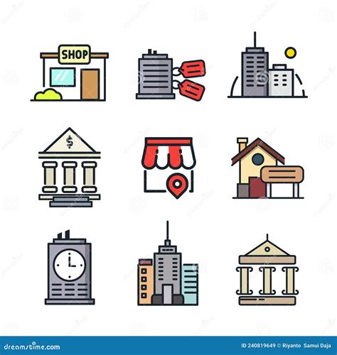 Building Icon Black and White Illustration Stock Vector - Illustration ...