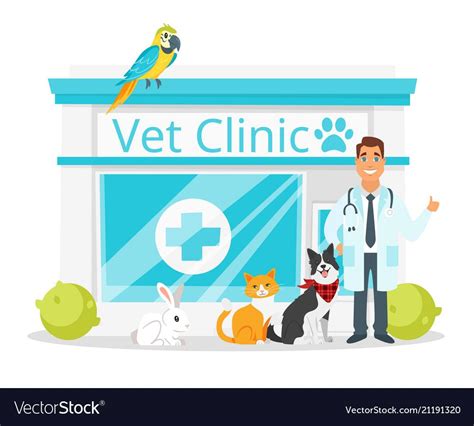 Vet clinic with doctor Royalty Free Vector Image | Vet clinics, Hospital cartoon, Pet clinic