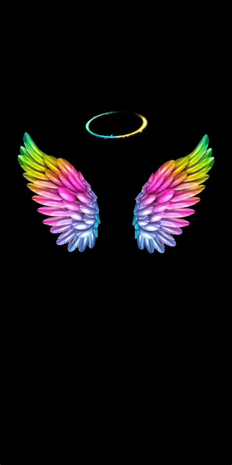 Neon angel, magenta, rainbow, wings, halo HD phone wallpaper | Pxfuel