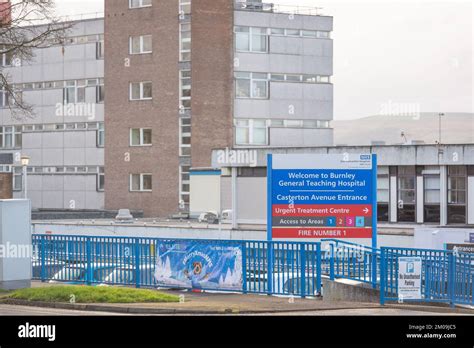 Burnley, Lancashire. Taken on 5 December 2022. Entrance signage to NHS Burnley General Hospital ...