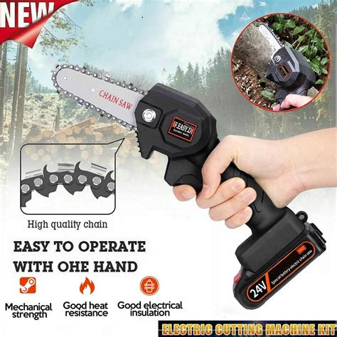 4-Inch Cordless Electric Chainsaw with Rechargeable Battery Portable ...