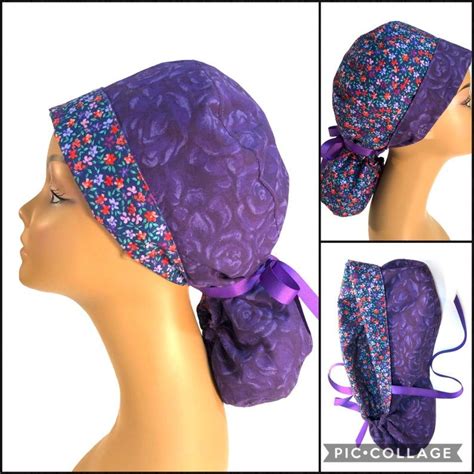 Sewing Pattern & VIDEO TUTORIAL for Reversible Ponytail Scrub Cap for Big Hair - Etsy | Scrub ...