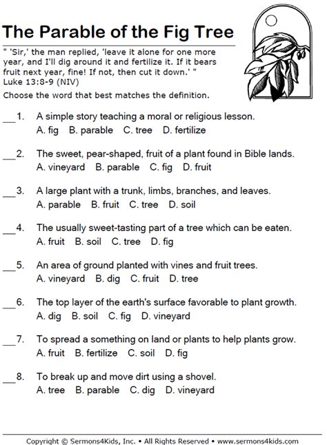 Parable of the Fig Tree Multiple Choice | Sermons4Kids