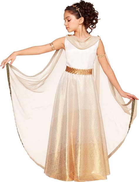 Amazon.com: Spirit Halloween Kids Goddess Costume, White, Gold ...