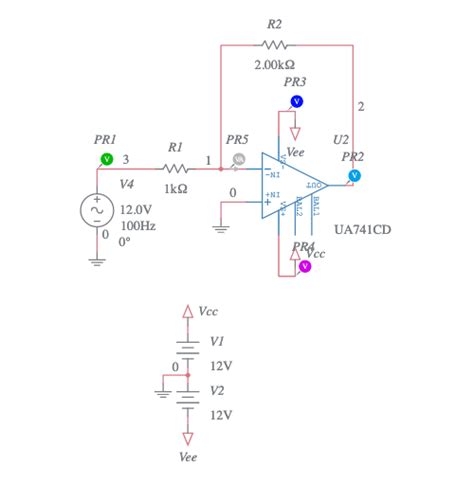 inverting op amp circuit - uA741 - Multisim Live