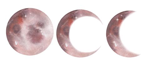 Premium Vector | Set of watercolor brown moon planets phases