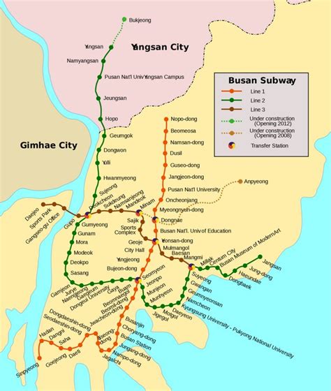 Subway : Mapa del metro de Busan, Corea del Sur | Busan, Südkorea, U bahn