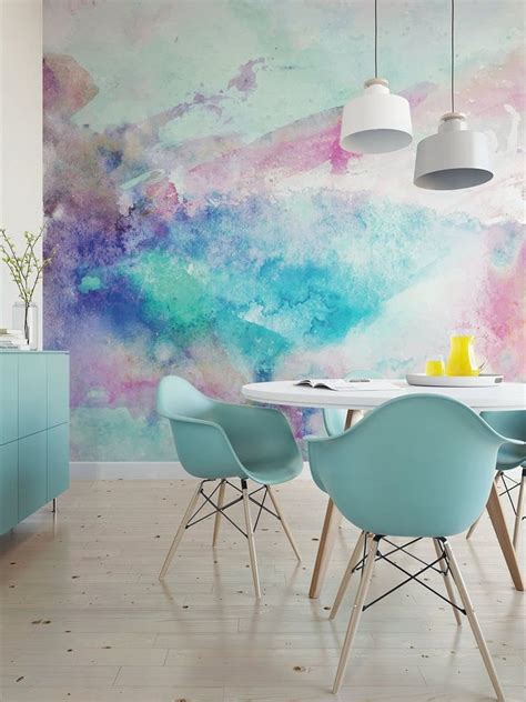 Cool Tones Watercolor Wall Mural 522 | Etsy | Watercolor mural, Wall wallpaper, Watercolor walls