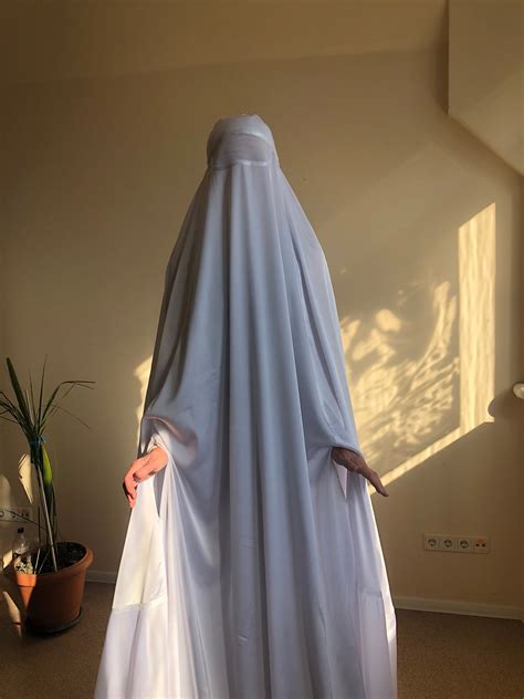 White Afghan Burqa Silk Khimar Cape Niqab Full Long Hijab | Etsy