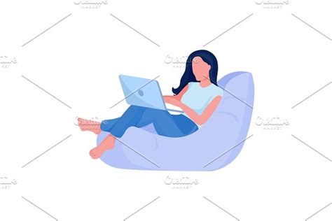 Person working from home. Cartoon | Pre-Designed Vector Graphics ~ Creative Market