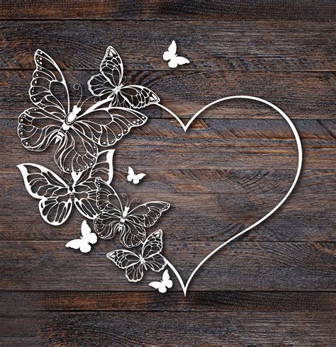 Heart with butterflies Png Dxf Butterflies SVG Frame heart | Etsy