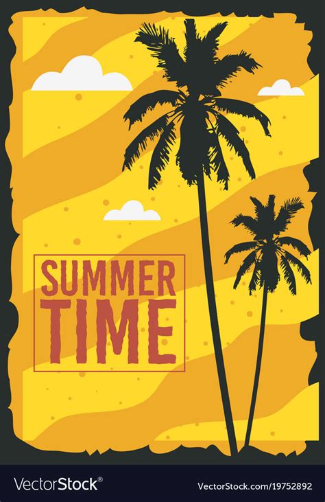 Summer time poster design with palm trees Vector Image