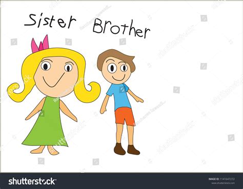 Cartoon Picture Brother Sister Children Art Stock Vector (Royalty Free) 1141647272 | Shutterstock