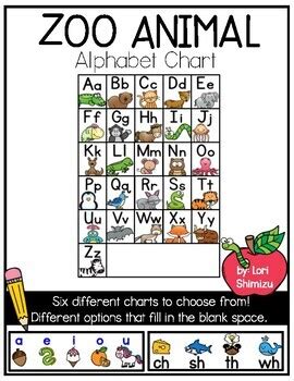 Zoo Animal Phonics Alphabet Chart by Lori Shimizu | TPT