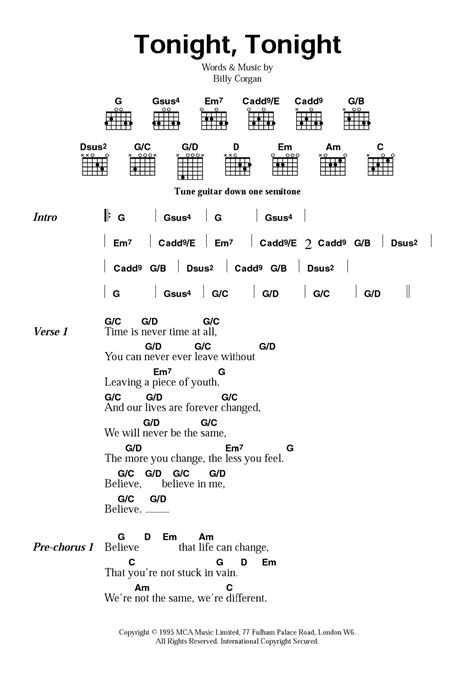 Tonight, Tonight by The Smashing Pumpkins - Guitar Chords/Lyrics ...