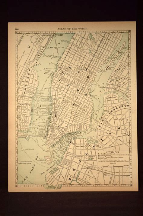Map of Lower Manhattan Street Map New York City Map Antique | Etsy | New york city map, Street ...