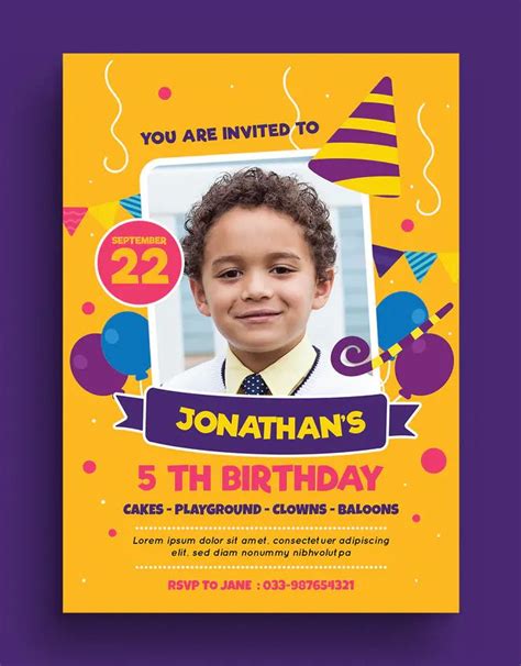 Kids Birthday Party Flyer Template PSD, AI | Kids birthday party, Birthday party design, Kids ...