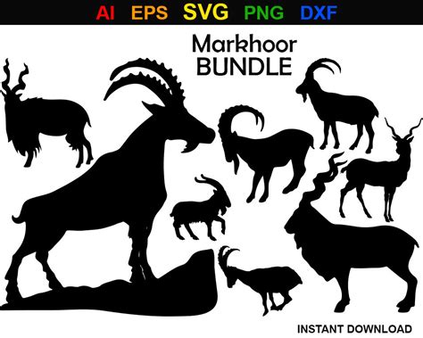 Markhoor Bundle Svg Ibex Silhouette Svg Ibex Goat Svg - Etsy Ireland