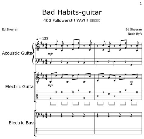 Bad Habits-guitar - Sheet music for Acoustic Guitar, Electric Guitar ...