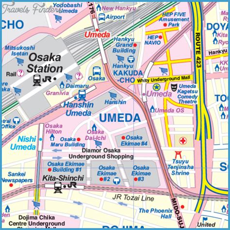 Osaka Map Tourist Attractions - TravelsFinders.Com