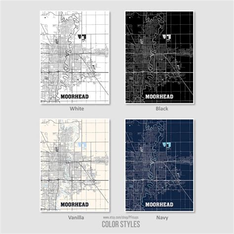 Moorhead Map Print Moorhead City Map Minnesota MN USA Map - Etsy