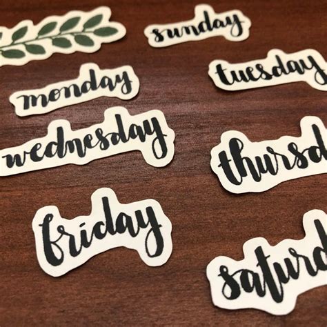 Days of the Week Stickers set of 7 - Etsy Sweden