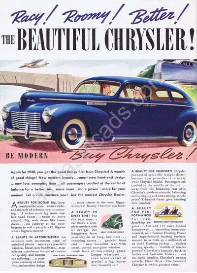 Chrysler Automobile 1940 - 1949 Classic Vintage Ads