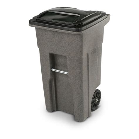 Toter 32-Gallon Graystone Plastic Outdoor Wheeled Trash Can with Lid at ...