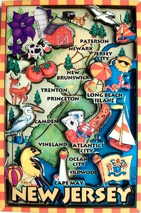 New Jersey Cartoon Map Fridge Magnet